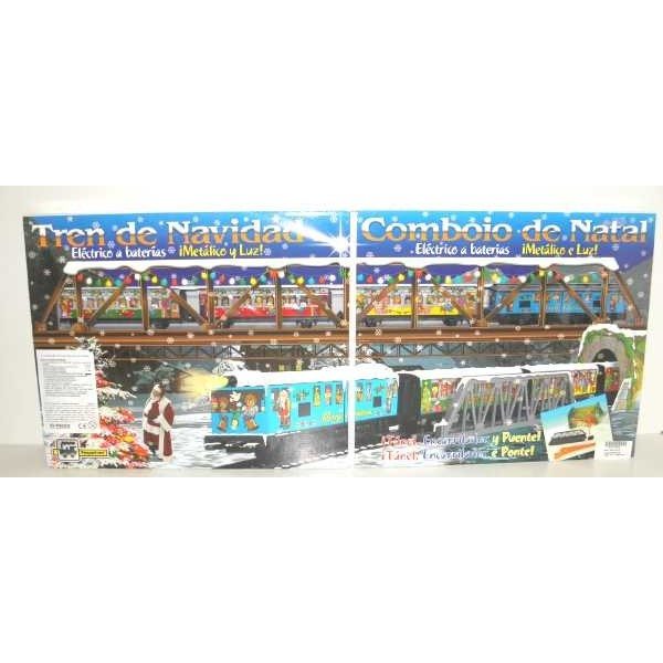 Trenulet electric Christmas cu lumina, pod si tunel Pequetren
