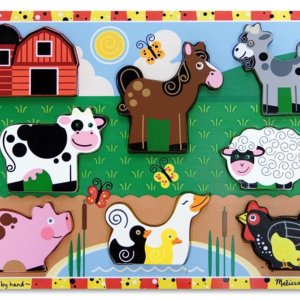 Puzzle lemn in relief  Animale de ferma Melissa and Doug