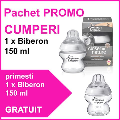 Pachet PROMO Biberon 150 ml + Biberon 150 ml GRATUIT Tommee Tippee