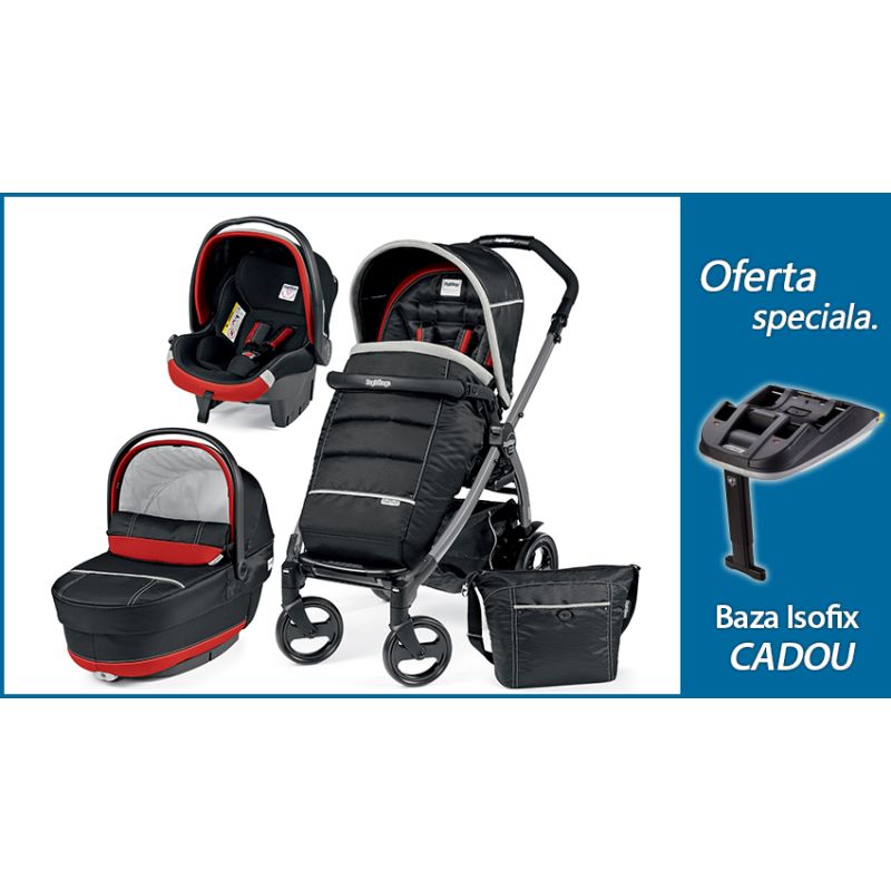 Nou! Pachet Promo Carucior 3 in 1 Book Plus 51 Black Completo SL Synergy+ Baza Isofix Gratuit Peg Perego
