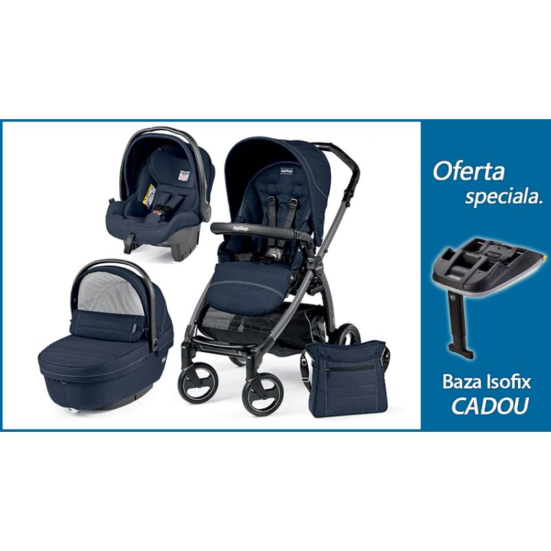 Nou! Pachet Promo Carucior 3 in1 Book Plus S Black Sportivo+ Baza Isofix Gratuit Peg Perego