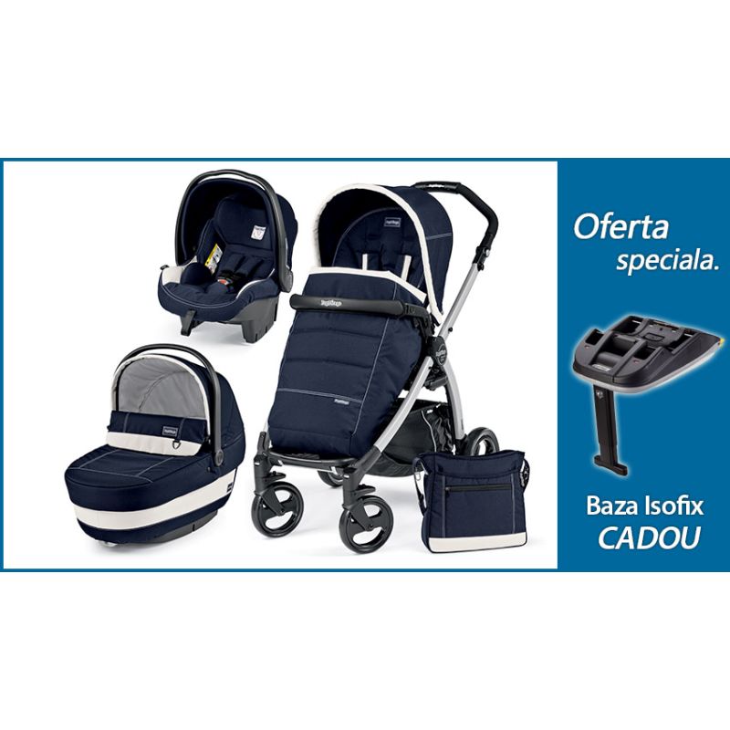 Nou! Pachet Promo Carucior 3 in 1 Book Plus Black&Silver Completo SL + Baza Isofix Gratuit Peg Perego