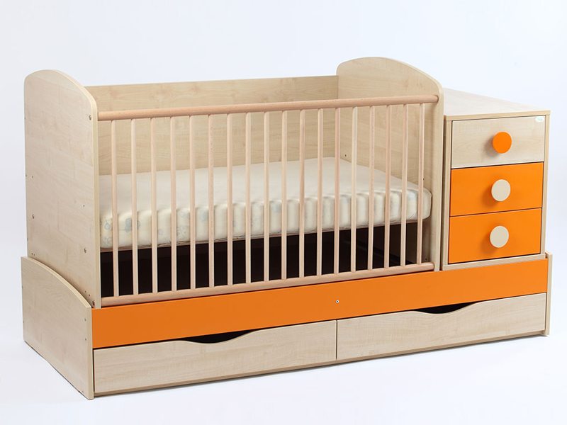 Patut Transformabil MYKIDS Silence Natur Orange Cu Leg