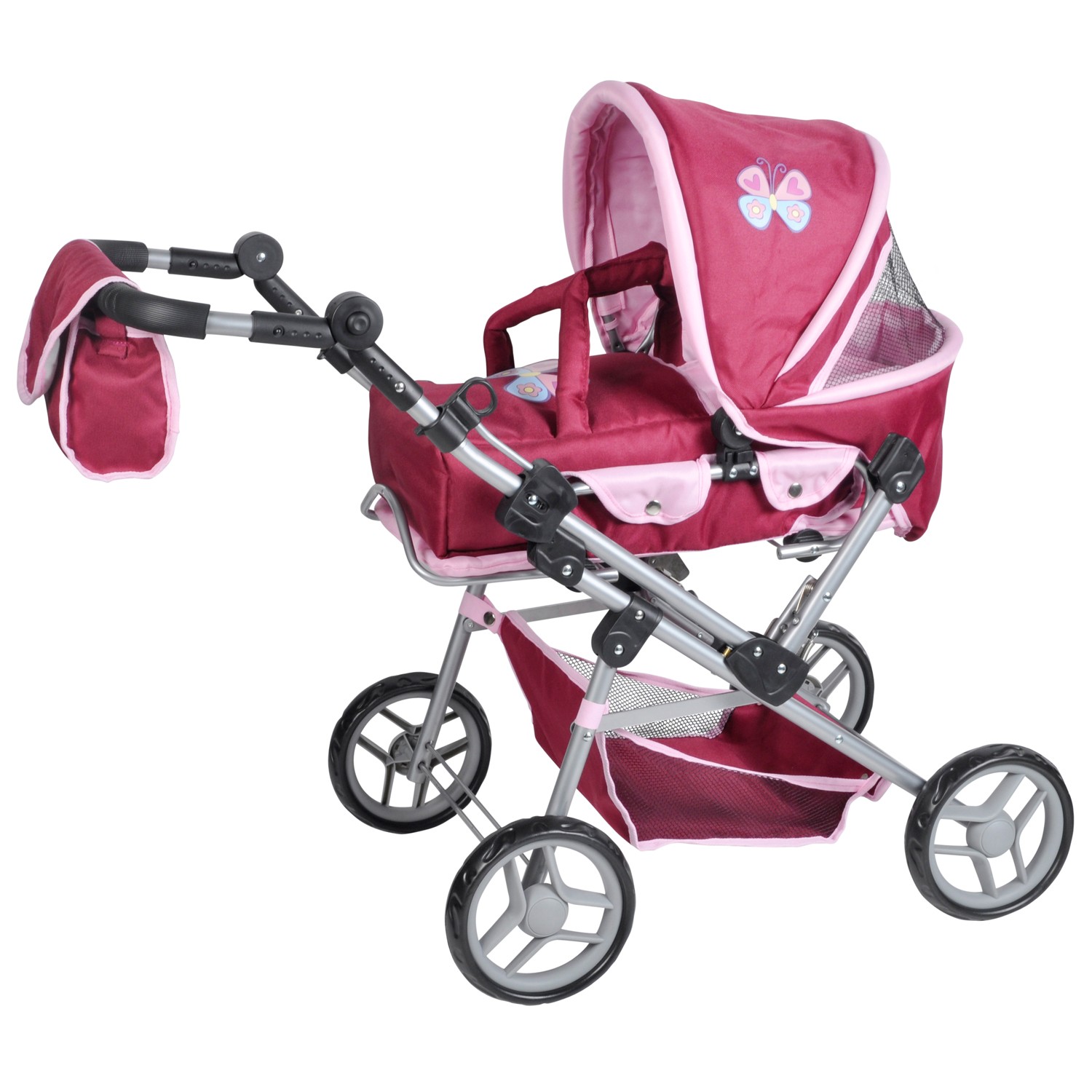Carucior pentru papusi cu maner reversibil Mioux Sweet Butterfly Knorrtoys