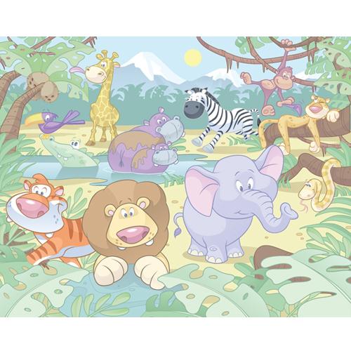 Tapet pentru Copii Baby Jungle Safari Walltastic