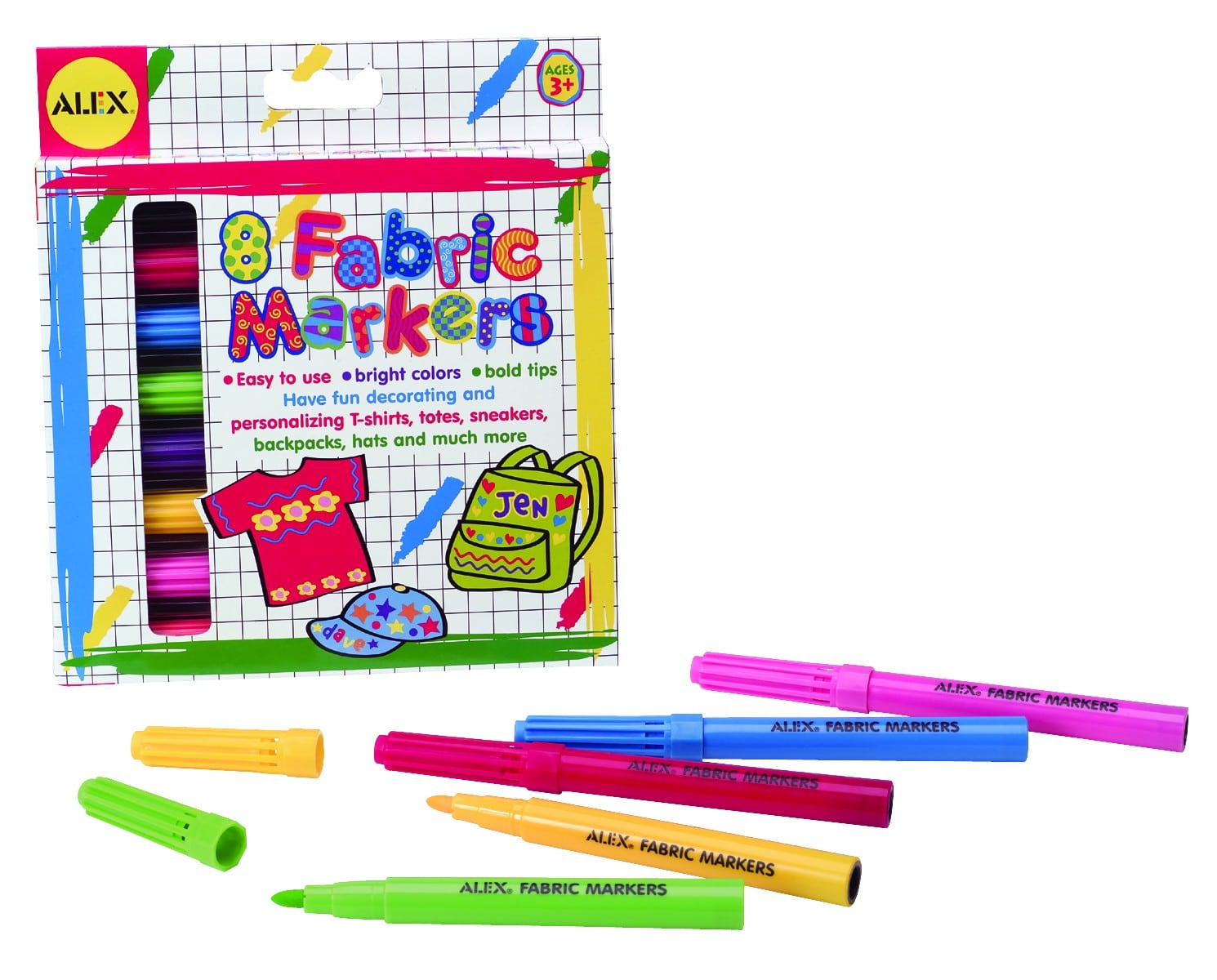 Carioci pentru desene pe materiale textile Alex Toys set de 8