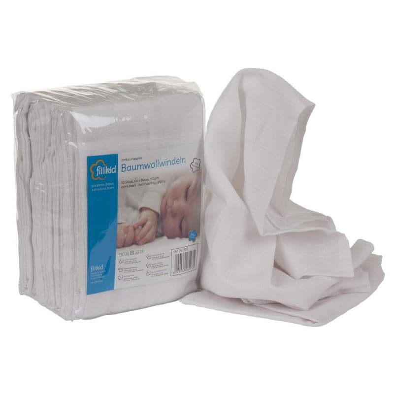 Scutece albe din bumbac 80x80 cm.-10/set  Fillikid