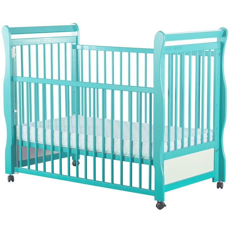 BabyNeeds Patut din lemn Jas 120x60 cm cu laterala culisanta Mint