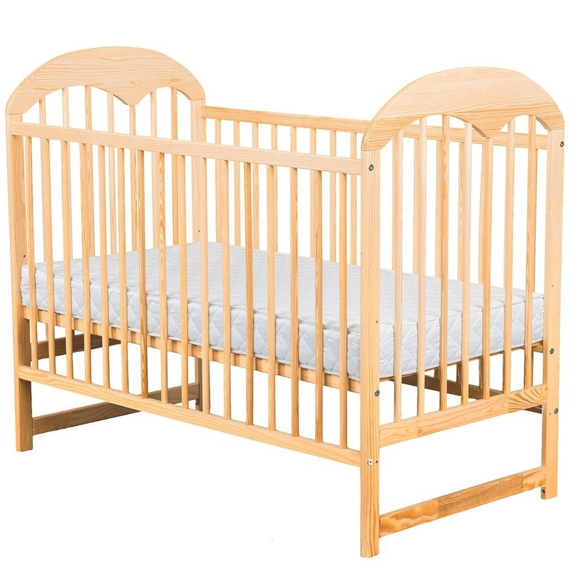 Patut din lemn Oskar 120x60 cm Natur + Saltea 10 cm BabyNeeds - imagine 3