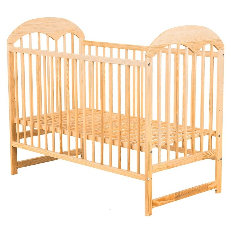 Patut din lemn Oskar 120x60 cm Natur + Saltea 10 cm BabyNeeds - imagine 4