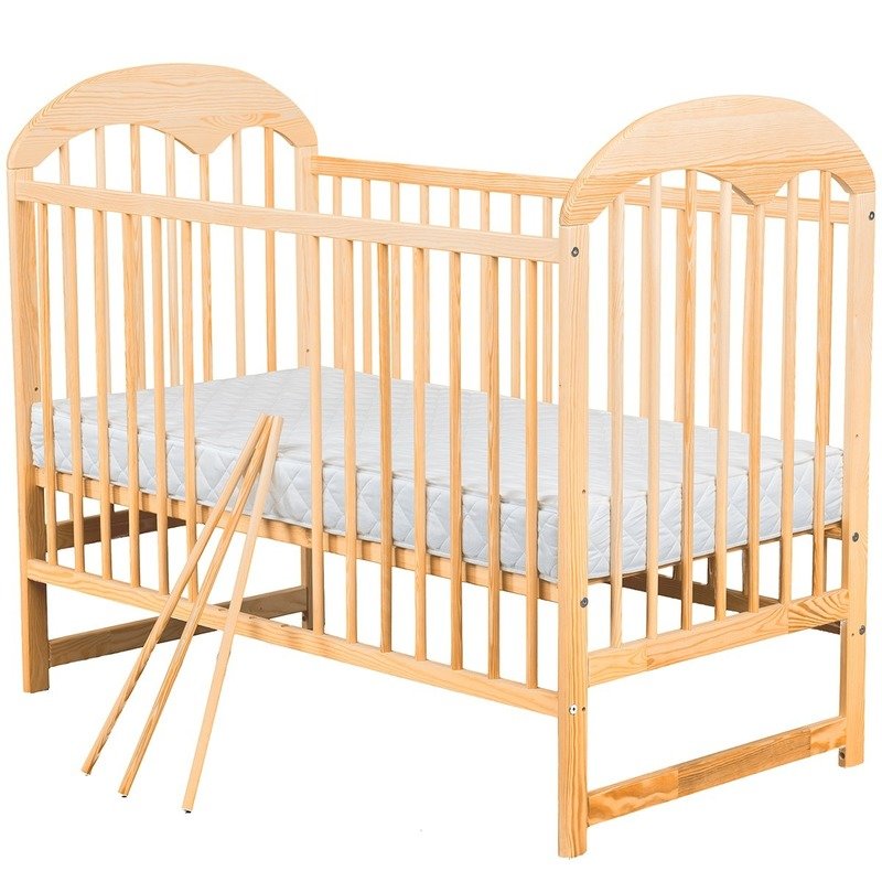 Patut din lemn Oskar 120x60 cm Natur + Saltea 10 cm BabyNeeds - imagine 5