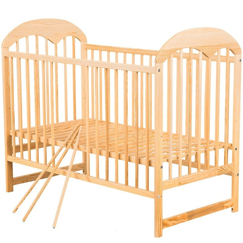 Patut din lemn Oskar 120x60 cm Natur + Saltea 10 cm BabyNeeds - imagine 6