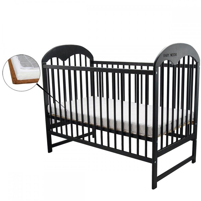 BabyNeeds Patut din lemn Oskar 120x60 cm Venghe + Saltea 9 cm