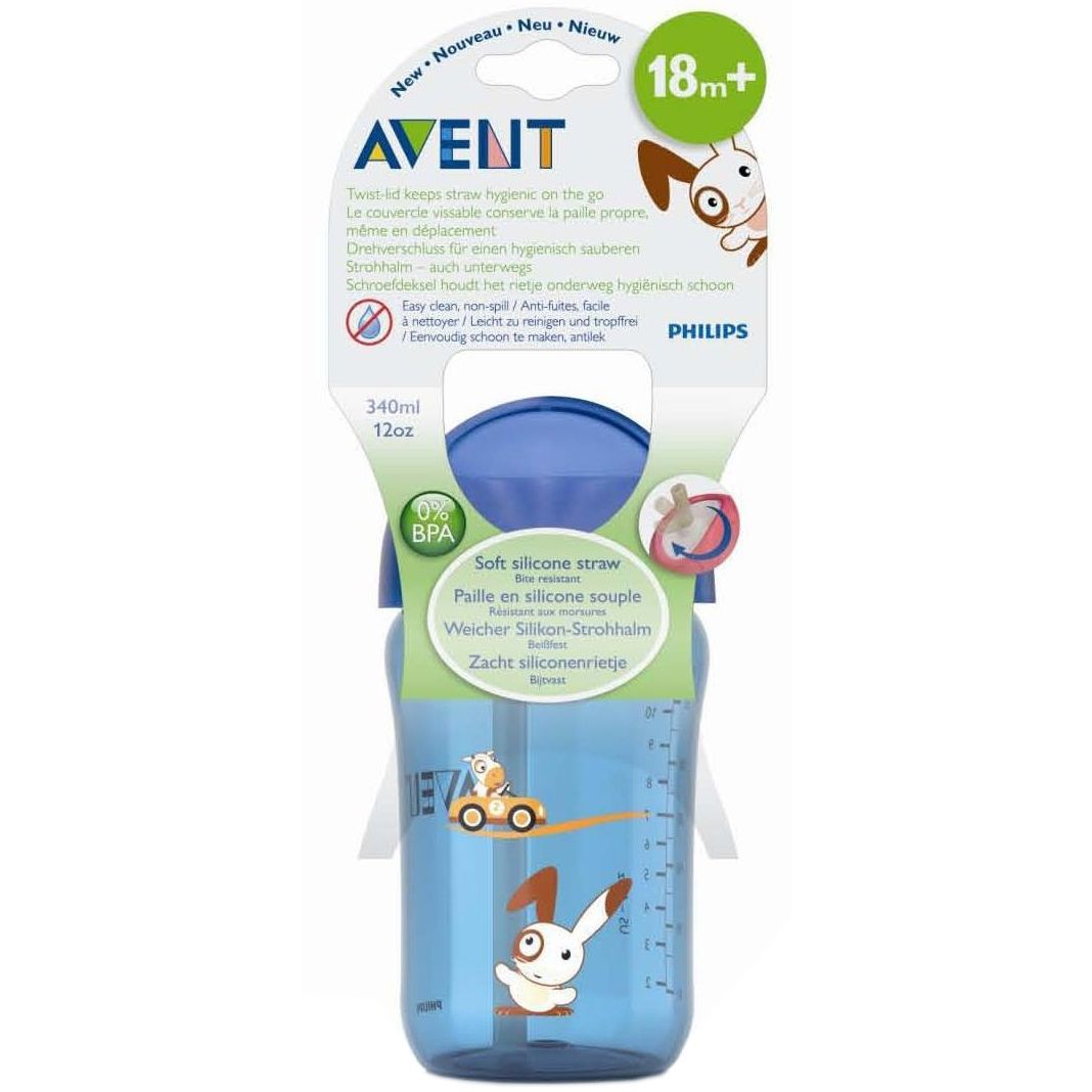 Cana cu pai Philips-AVENT SCF762/00, 12oz, 18 luni+, Albastru - imagine 2