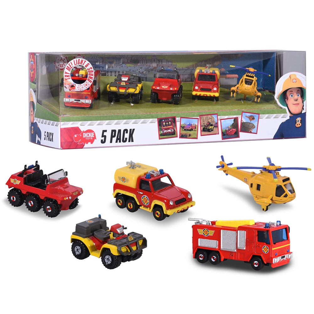 Set Dickie Toys 4 masinute si un elicopter Fireman Sam - imagine 2