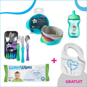Pachet PROMO Tommee Tippee & WaterWipes TTWW3 + baveta GRATUIT Water Wipes