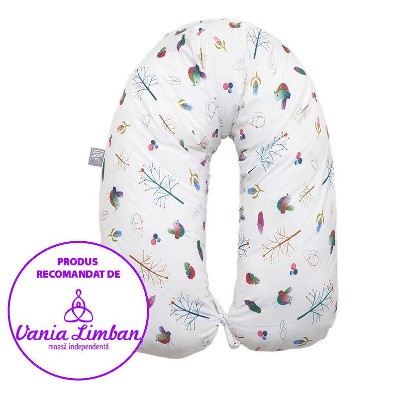 Perna Gravida 3 in 1 Husa Bumbac Model Pasari 165 cm Fiki Miki - imagine 3