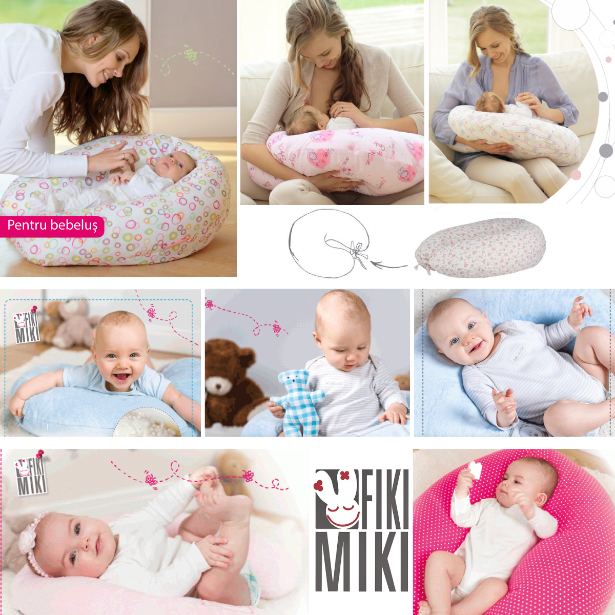 Perna Gravida 3 in 1 Husa Bumbac Model Pasari 165 cm Fiki Miki - imagine 5