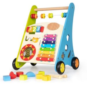 Antemergator ECOTOYS HJD931019 Ursulet, pentru Copii din Lemn Natural, 3 in 1