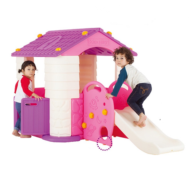 Casuta copii 2 in 1 deluxe cu tobogan Edu Play Violet - imagine 2