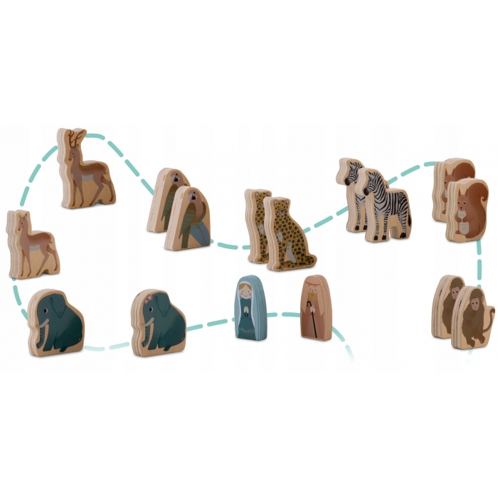 Jucarie educativa Arca lui Noe din lemn cu animalute, 17.5 x 13.5 x 20 cm, Nukido NK-862 - imagine 6